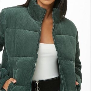 Forever 21 Green Corduroy Puffer Jacket